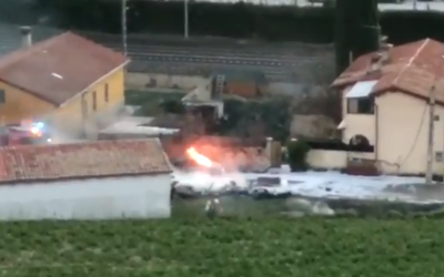 Imatge de l'accident de l'avioneta que havia sortit de l'Aeroport de Sabadell | Twitter